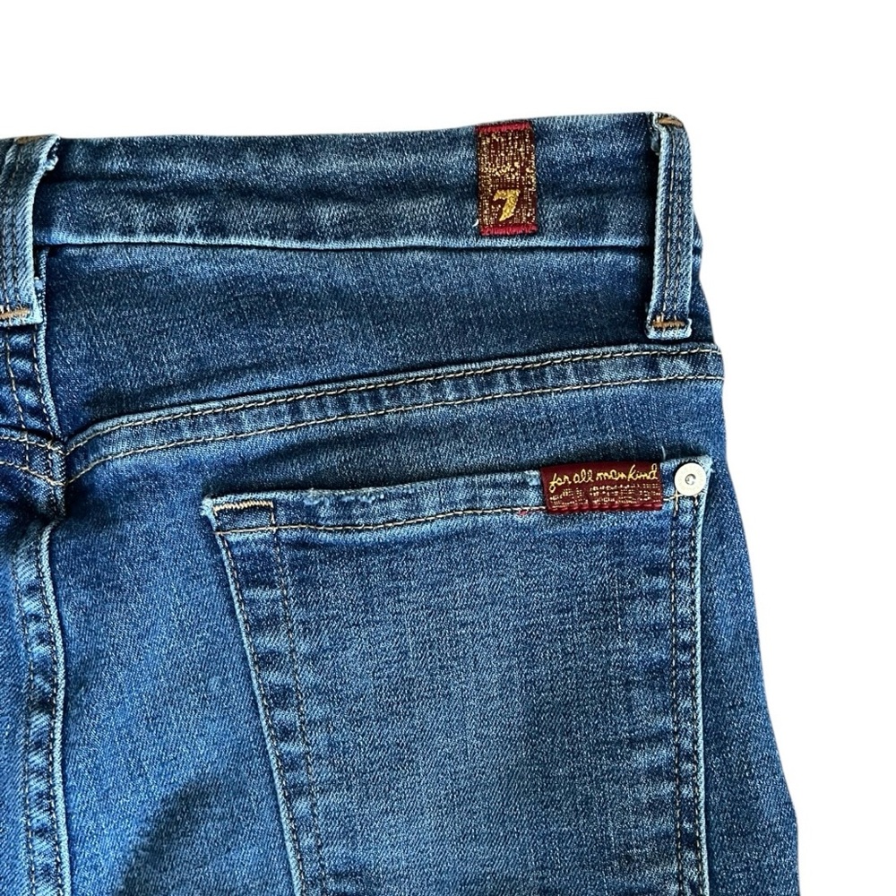 7 For All Mankind High Waist Ankle Skinny Jeans Blue Raw Hem Womens 27 AU8357594 - Picture 5 of 7